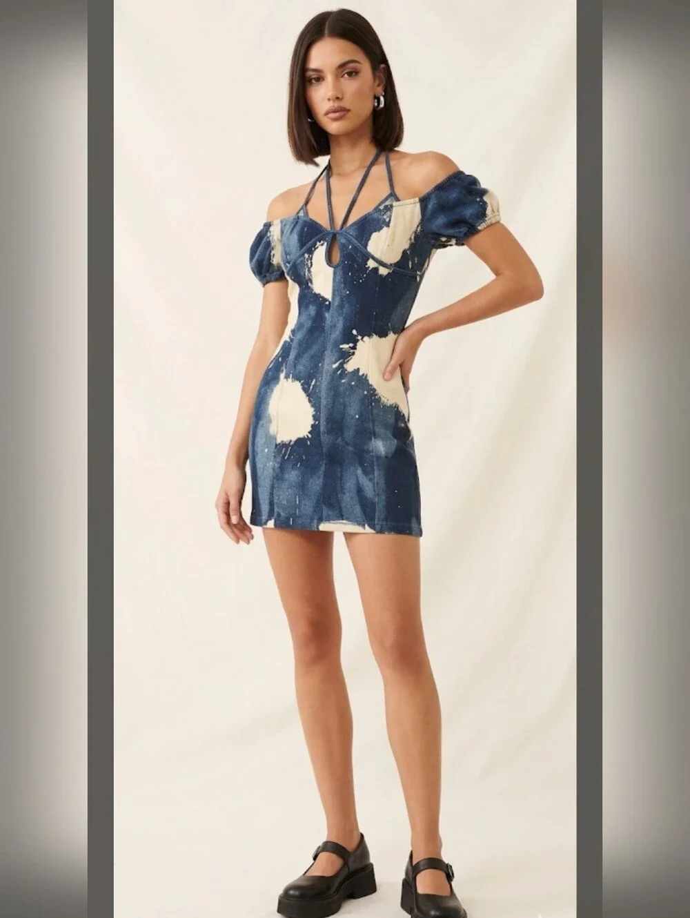 blue tie dye mini dress Women's Trading Glances Strapless Tie-Dye Mini Dress in Blue